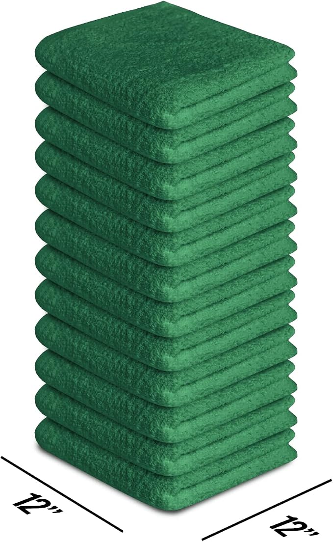 100% Cotton Washcloths 24 Pack (12x12 Inches) Soft, Highly Absorbent Washcloth, Face Towels, Wash Cloths for Face, Ring Spun, Bulk Pack (Dark Green) - Image 3
