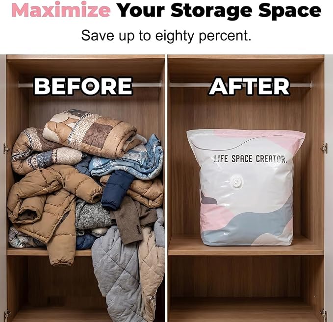 Upgraded Large Capacity No-Pump Vacuum Storage Bags for Home & Travel, Quick Press & Seal Cube Compression, Keeps Clothes & Blankets Dry, Ideal for Organized Living (3, M-19.6 * 27.5) - Image 4