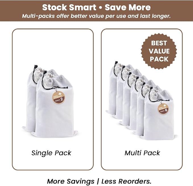 LFH Cotton Rich Shoe Storage Bags with Drawstring, Dustproof Breathable Reusable Organizer, Perfect For Travel, Dorm, Hotel, College, Gym, Easy to Carry, Machine Washable 8"x17" (Pack of 2) - White - Image 10