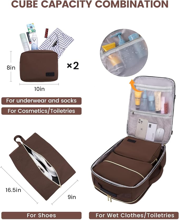 LOVEVOOK 50L Travel Backpack for Women & Men, Airline Approved Carry On Luggage with 3 Packing Cubes, TSA Overnight Bags, Waterproof Personal Item Bag, Weekender Essentials Backpacks fits 17" Laptop - Image 4