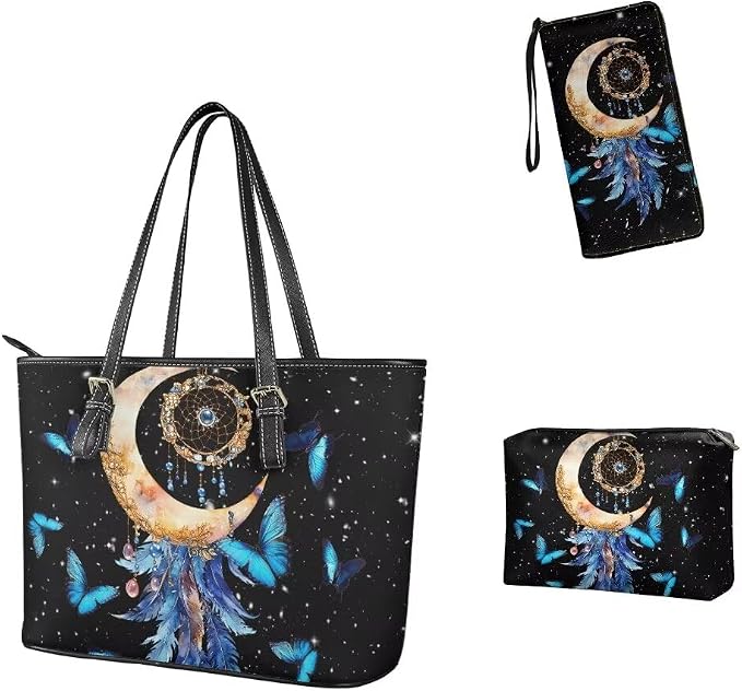 Women Purse Handbags Wallet Sets Leather Shoulder Tote Bag for Women,Top Handle Purse with Wrist Wallet Bag - Image 4
