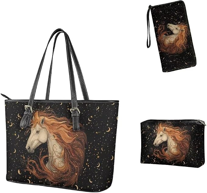 Women Purse Handbags Wallet Sets Leather Shoulder Tote Bag for Women,Top Handle Purse with Wrist Wallet Bag - Image 4