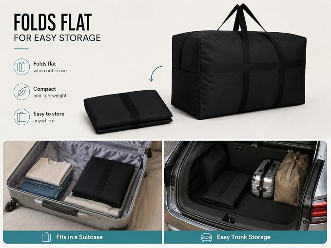 YiKitHom Extra Large Storage Canvas Duffle Bag with Zippers and Handles, Big Foldable Duffle Bag for Travel - Image 6
