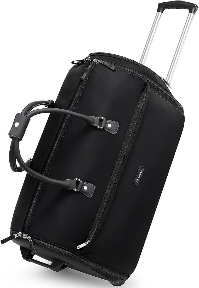 Modoker Rolling Garment Bags, 25in Large Garment Duffle Bag with Wheels, 3 in 1 Garment Suit Luggage Bag, Not Standard Carry-On Size for Women Men Business Travel Weekender, Black by Modoker