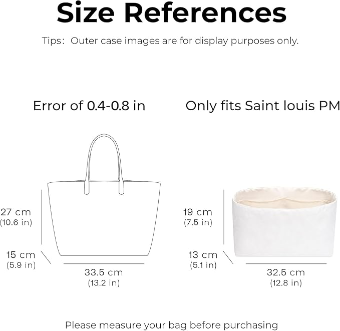 Tote Bag Organizer Insert for ST Louis PM Handbag,Custom Fit Inside Premium Lightweight Water Resistant Purse Insert with Zipper(Craie) - Image 2
