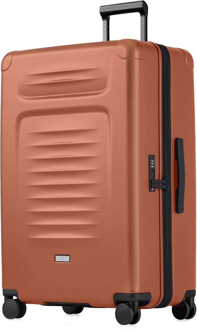 Coolife Checked Suitcases Luggage: Large Travel Luggage with Spinner Wheels Expandable Hardside Suitcases with TSA Lock,29 Inch Orange by COOLIFE