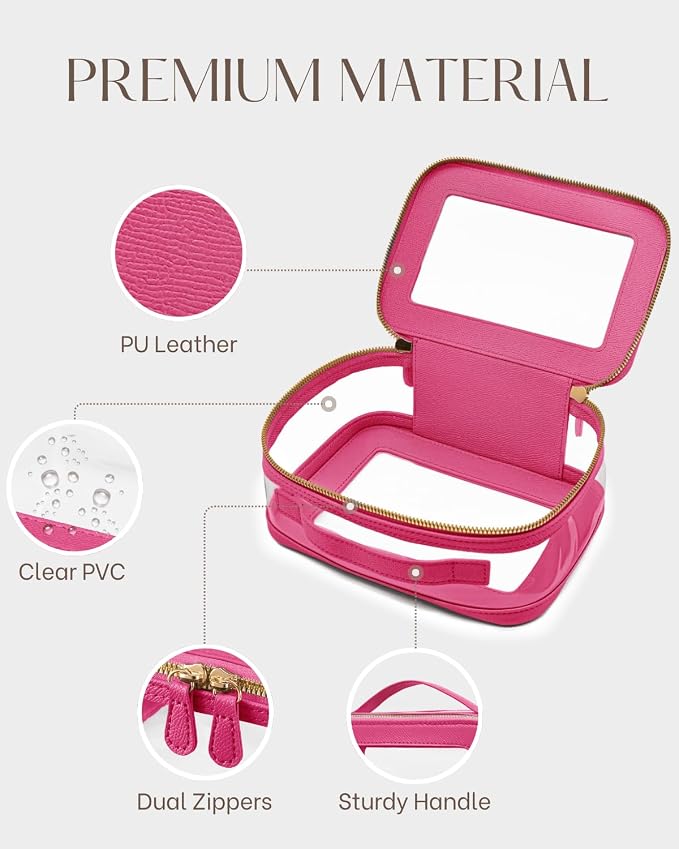 Clear Cosmetic Bag Set for Women Makeup Bag with Handle, 3 Pcs Travel Toiletry Bag Transparent Cosmetic Case Portable Make Up Organizer Bag for Essentials - Image 4