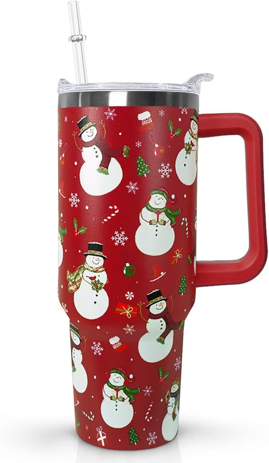 30 Oz Snowman Tumbler With Handle,Snowman Coffee Travel Mug Cup Water Bottle,Christmas Decor,Christmas Gifts for Women