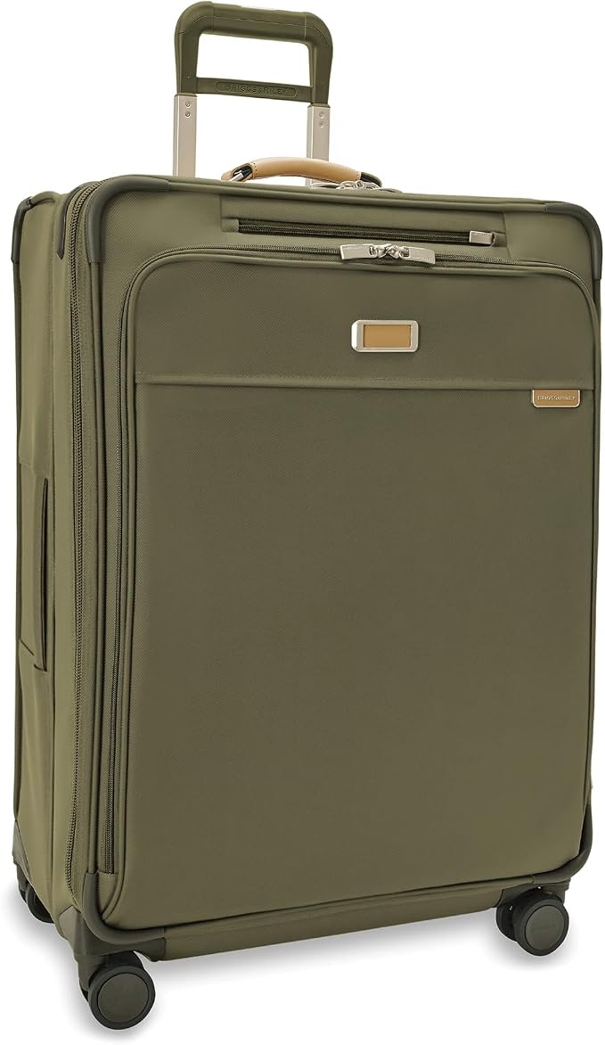 Briggs & Riley 29" Large Expandable Spinner - Checked Luggage for Travel, Suitcases with Wheels, Softside Rolling Bag for Men & Women, Self-Repairing Zipper - Baseline Collection, Olive by Unknown