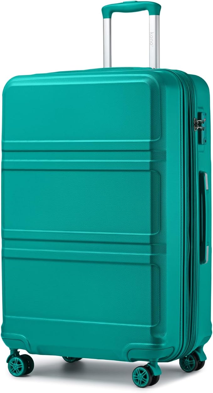 Kono 28 Inch Luggage Expandable Suitcase with Spinner Wheels TSA Lock | Lightweight PC+ABS Hardside Large Checked Luggage Durable Rolling Suitcase Turquoise by Kono