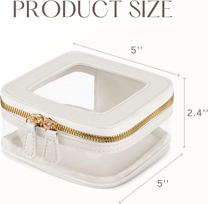 Mini Cosmetic Bag Clear Makeup Bag Small Travel Toiletry Bag with Zipper, Cute Car Cosmetic Case Transparent Makeup Pouch for Purse (White) - Image 2