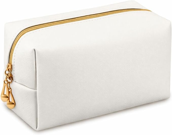 Kigeli 1 Pc Makeup Bag Bulk PU Leather Cosmetic Pouches Waterproof Plain with Zipper Preppy Makeup Pouch Toiletry Bag for Women Wedding Bachelorette Party Gift Travel Storage Organizer (White) by Kigeli