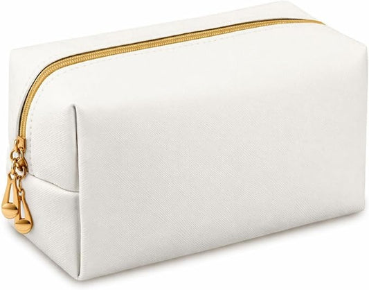 Kigeli 1 Pc Makeup Bag Bulk PU Leather Cosmetic Pouches Waterproof Plain with Zipper Preppy Makeup Pouch Toiletry Bag for Women Wedding Bachelorette Party Gift Travel Storage Organizer (White) by Kigeli