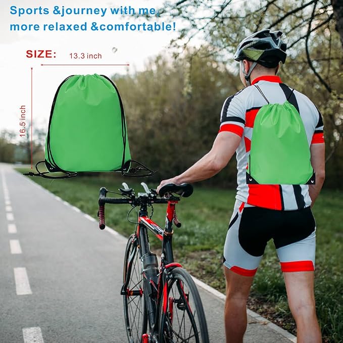 Drawstring Backpack Bulk 24Pcs Draw String Backpack Bags DIY Gym Sports Traveling Yoga Cinch Bag Sackpack Drawstring(green) - Image 5