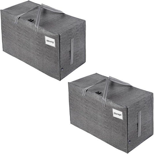 VENO 2 Pack Extra Large Heavy Duty Moving Bags with Wide Opening & Reinforced Handles, Reusable Storage Tote Bags with Strong Zippers for Clothes, College Dorm Essentials & Moving Supplies by Veno