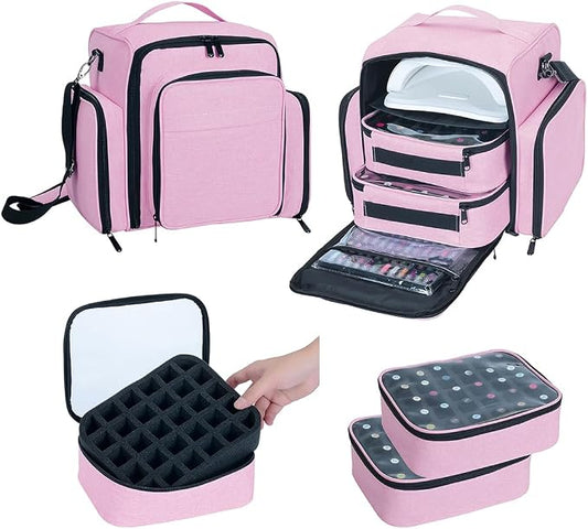 Nail Polish Organizer Case Hold 60 Bottles with 2 Detachable Bag,Pink | Portable Travel Storage Box Designed for Women's Nail Tools, Essential Oils and Cosmetics Sets by UOZL