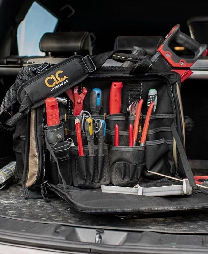 Custom Leathercraft1539 Multi-Compartment 50 Pocket Tool Bag - Image 7