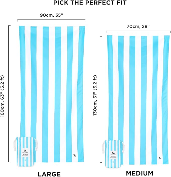 Dock & Bay Quick Drying Towel - for Sports & Gym - Compact, Lightweight - 100% Recycled - Includes Bag - Cabana - Tulum Blue, Medium (130x70cm, 51x27) - Image 3