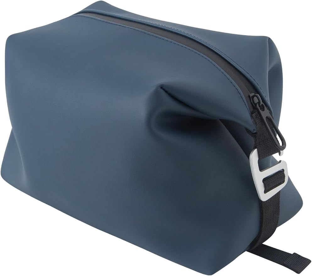 6"x 9.84" 4.5L Large Silicone Toiletry Bag,Waterproof Leakproof Foldable Travel Organizer,Dopp Kit Alternative for Men & Women,Navy Blue by Onbagway