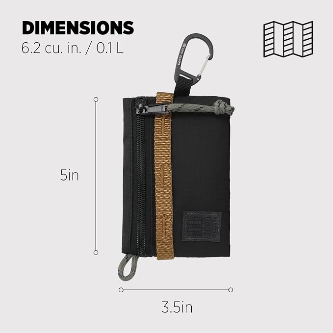 Topo Designs Accessory Bags, Travel Organizer Accessories for Smaller Items, Durable Storage Pouch, 3 Sizes, Fully Lined Pack Cloth (Mountain, Black/Neutral) - Image 3