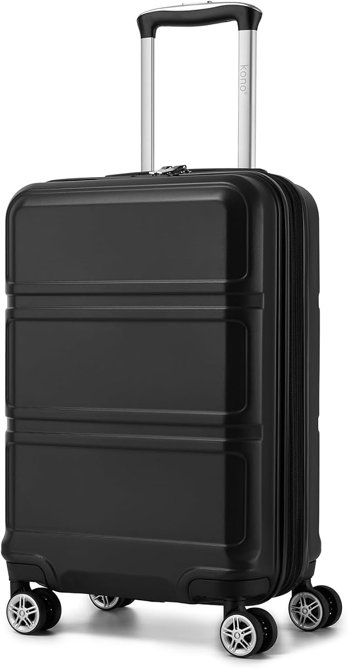 Kono Carry On Luggage 22x14x9 Airline Approved with Spinner Wheels | Lightweight PC+ABS 20 Inch Luggage with TSA Lock,Expandable Hard Shell Carry On Suitcases for Men Women,Black by Kono