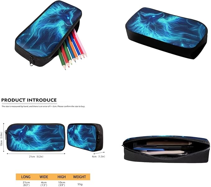 Galaxy Wolf Backpack for Girls Boys Backpack with Lunch Box Water Bottle Bag and Soft Pencil Case 4PCS Set Bookbag with Front Pocket for School 17" Lightweight Elementary School Bag for Kids - Image 5