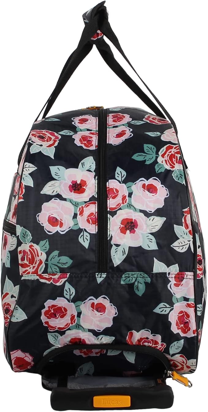 Lucas Designer Carry On Luggage Collection - Lightweight Pattern 22 Inch Duffel Bag- Weekender Overnight Business Travel Suitcase with 2- Rolling Spinner Wheels (ROSE BOUQUET NAVY, 22in) - Image 4