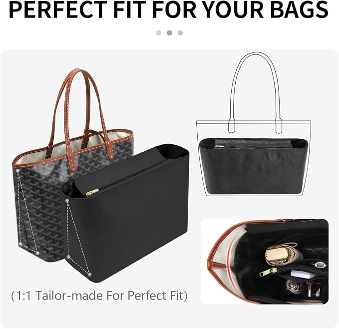 Tote Bag Organizer Insert, Purse Inner Suit for PM HandBag, Makeup Liner HandBag Shaper (Black, PM) - Image 6
