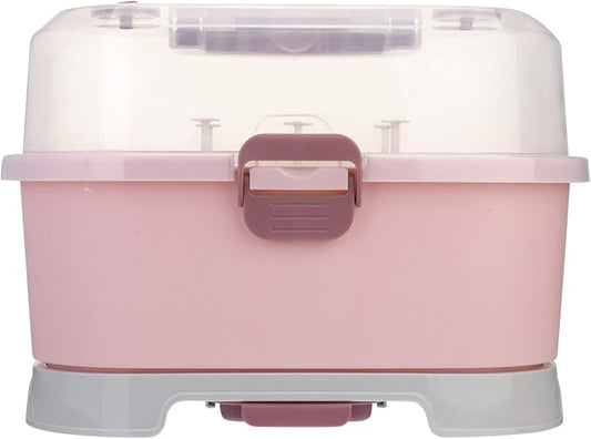 NUOBESTY Baby Bottle Storage Box with Cover Portable Milk Bottle Case and Drying Rack for Home and Travel 13.8 X 9.8 X 9.8 Inches Organizer for Baby Supplies by NUOBESTY