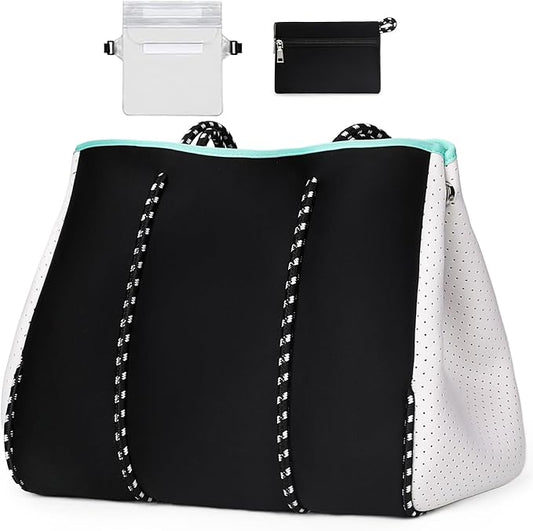 IBFUN Neoprene Bag, Large Multipurpose Beach Bag Neoprene Tote Bag with Inner Pocket for Women/Pool by IBFUN