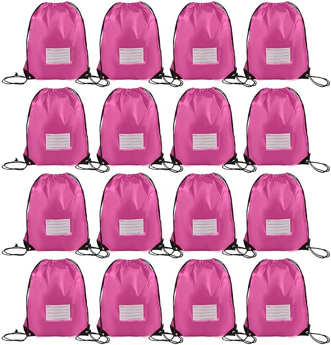 CODOBON 16 Pack Drawstring Bags,Bulk Draw String Backpack, Gym Sports Cinch Bag Sackpack for Women Men, Pink by CODOBON