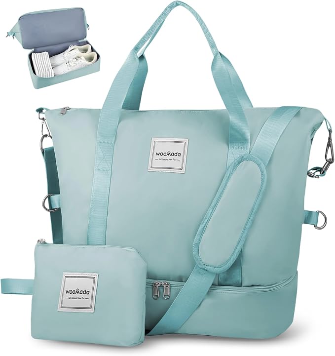 WOOMADA Weekender Bag for Women, Travel Duffel Bags with Shoe Compartment & Wet Pocket, Personal Item Bag for Airlines by WOOMADA