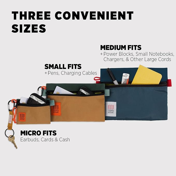 Topo Designs Accessory Bags, Travel Organizer Accessories for Smaller Items, Durable Storage Pouch, 3 Sizes, Fully Lined Pack Cloth (Small, Navy/Navy) - Image 3