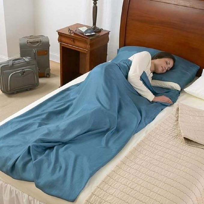Lightweight Sleep Sack, Compact Sleeping Bag Liner Travel Sheets for Hotel | Soft Breathable Adult Sleep Sack, 4 Season Travel Sheet for Hostel Camping Backpacking Hiking, Machine Washable, 3 Sizes - Image 8