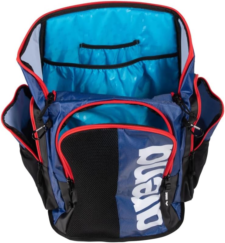 ARENA Spiky III Backpack 45 Swimming Athlete Sports Gym Rucksack Large Training Gear Equipment Swim Bag for Men and Women, 45 Liters, Navy/Red/White - Image 9