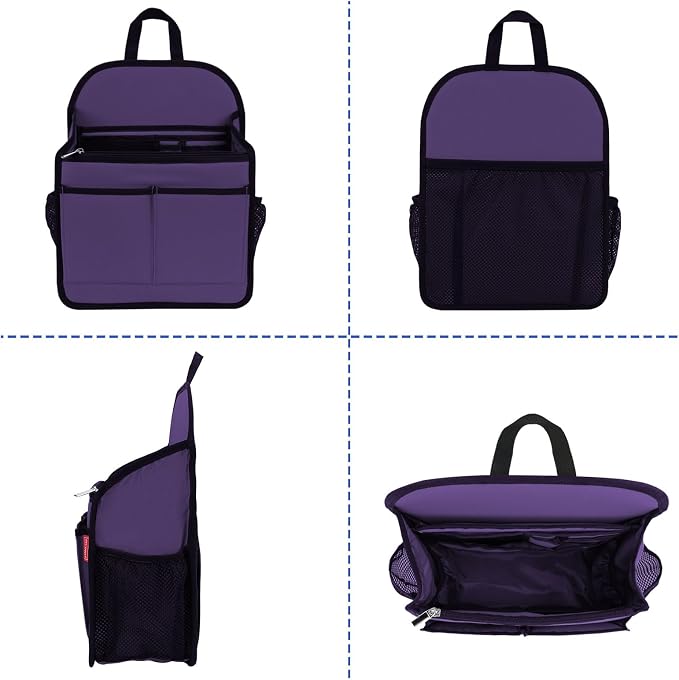 Large Premium Wider Rugged Backpack Organizer Insert for Men Women Work Travel -19 Pockets, Padded Nylon-Purple - Image 8