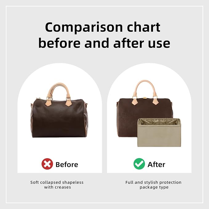 DGAZ Silk Purse Organizer Insert Fits LV Speedy 16/20/25/30/35/45 bags，Silky Smooth Bag Organizer，Luxury Handbag & Tote Shaper（Etoupe grey，SP45） - Image 4