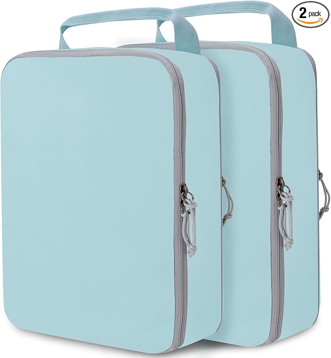 Extra Large Compression Packing Cubes for Travel Essentials, 2 Set Expandable Travel Cubes for Packing Compression Bags Luggage Suitcase Organizer, Blue by CALACH