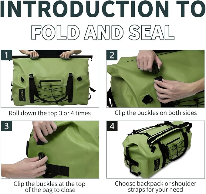 80L Dry Bag Large Waterproof Bag Roll-Top Heavy Duty Fishing Duffel Bag with Durable Straps & Handles for Kayaking Paddle boarding Boating Rafting Fishing - Image 6