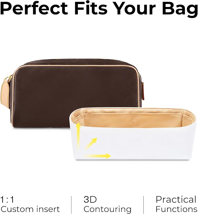 Purse Organizer Compatible with LV Dopp Kit Toilet Pouch | Handcrafted DuPont™ Tyvek®,Lightweight Handbag Organizer Insert, 1:1 Custom Fit,Vanile,Ideal for Work, Travel & Everyday Use - Image 3