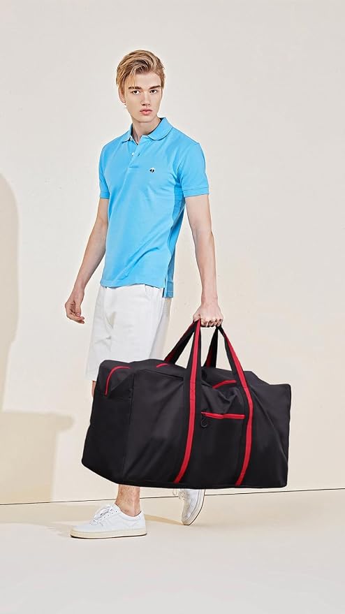 24.8 ” Travel Bag, Duffle Bag for Men Women, Large 60L Weekender Overnight Bag with Trolley Sleeve and Wet Pocket - Image 9