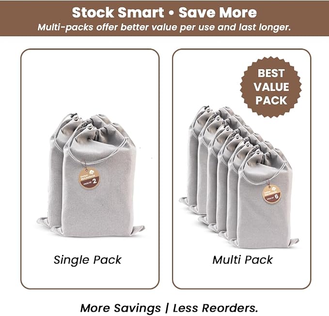 LFH Cotton Rich Shoe Storage Bags with Drawstring, Dustproof Breathable Reusable Organizer, Perfect For Travel, Dorm, Hotel, College, Gym, Easy to Carry, Machine Washable 12"x17" (Pack of 2) - Grey - Image 10