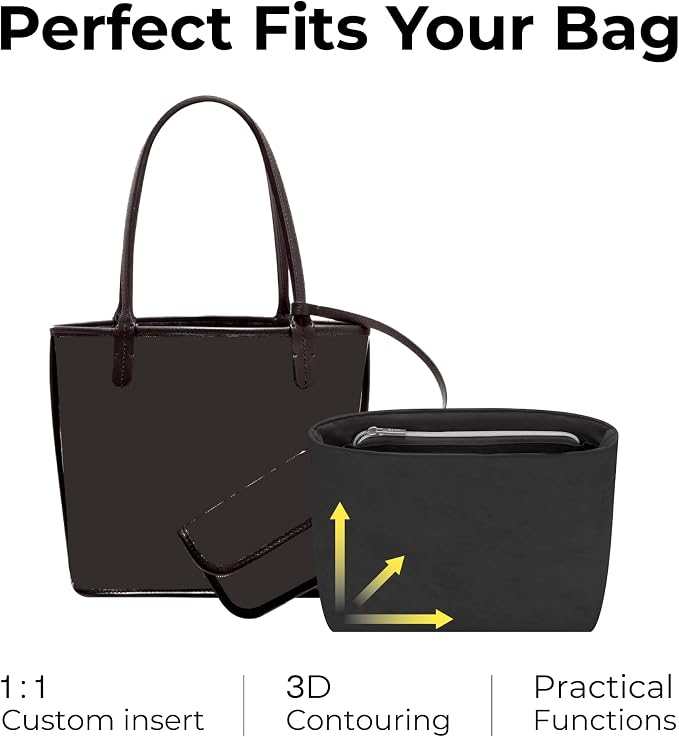 Handbag Organizer Insert for Anjou Mini Handbag,Custom Fit Inside Premium Lightweight Water Resistant Purse Insert with Zipper(Matte Black) - Image 3
