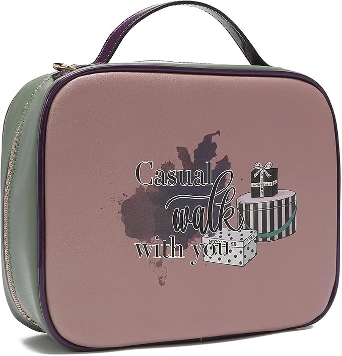Nicole Lee Travel Handbag Crossbody Set with 3 Fashion Print Makeup Pouches, Women's Cosmetic Toiletry Organizer (Casual Walk) - Image 3