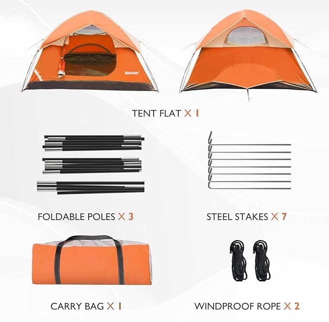 Camping Tent, Waterproof 2/3/4 Person Tents for Camping, Lightweight Easy Set Up Outdoor Hiking Tent Backpacking Tent with Carry Bag, Backpack Tent Suit for Family Beach Hiking Travel - Image 6