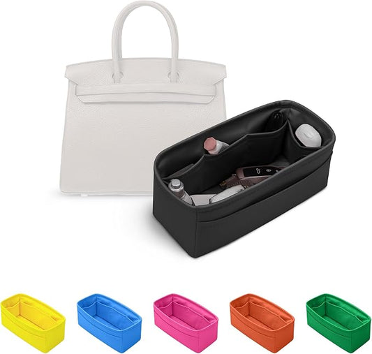 Satin Purse Organizer for Birkin 35, Black | Custom Fit, Multiple Pockets, Lightweight Purse Essentials, Ideal for Travel, Shopping, and Daily Use by KINGSINBAG