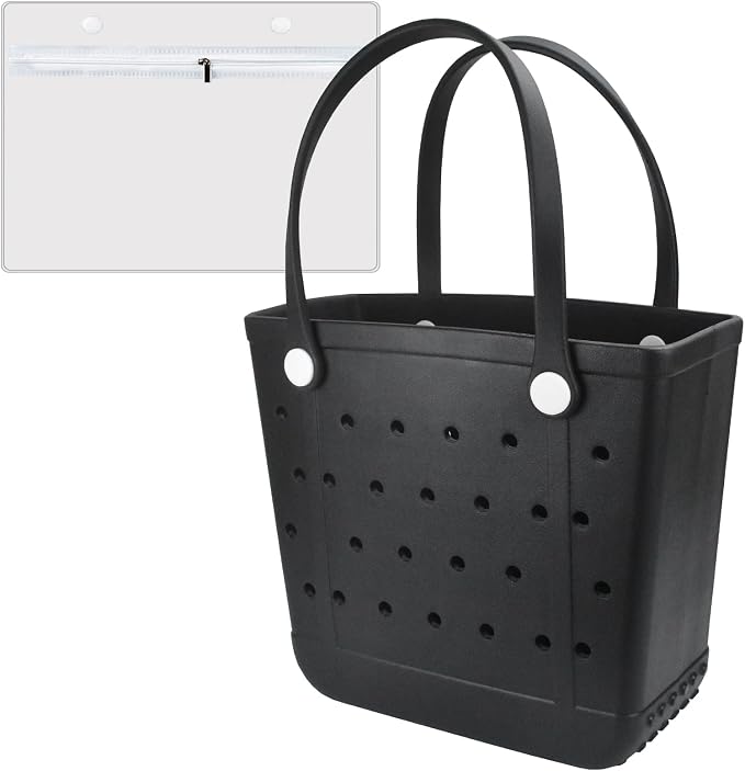 Rubber Beach Bag for Women, Waterproof Travel Tote Bags for Beach | Waterproof Sand-proof Tote Bags with Zipper Pocket, Durable Lightweigh Tote Bag for Outdoor by Unknown