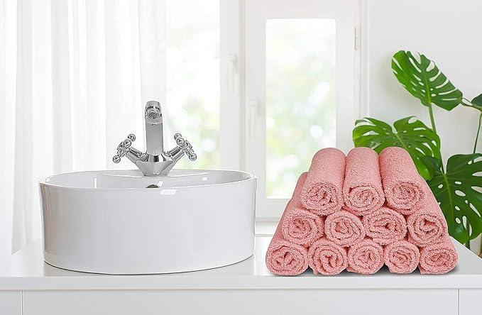 100% Cotton Washcloths 60 Pack (12x12 Inches) Soft, Highly Absorbent Washcloth, Face Towels, Wash Cloths for Face, Ring Spun, Bulk Pack (Pink) - Image 2