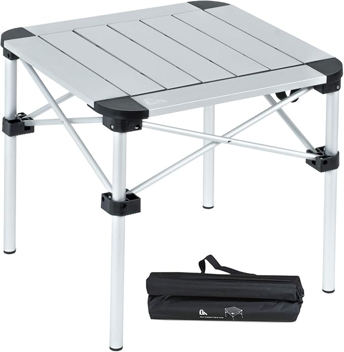 iClimb Lightweight Stable Alu. Folding Square Table Roll Up Top with Carry Bag for Camping Picnic Backyards BBQ Camp Kitchen (Silver, S) by iClimb