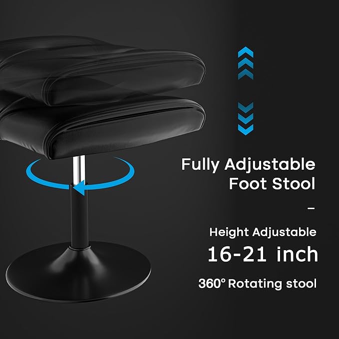 VECELO Foot Rest Under Desk Ottoman, PU Height Adjustable Footrest with Comfort Padding, Leg Rest for Desk for Relieving Leg Pain, Stiffness, and etc, Black - Image 3
